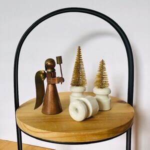 Vintage Christmas Copper & Brass Angel Figurine and Insulator Trees